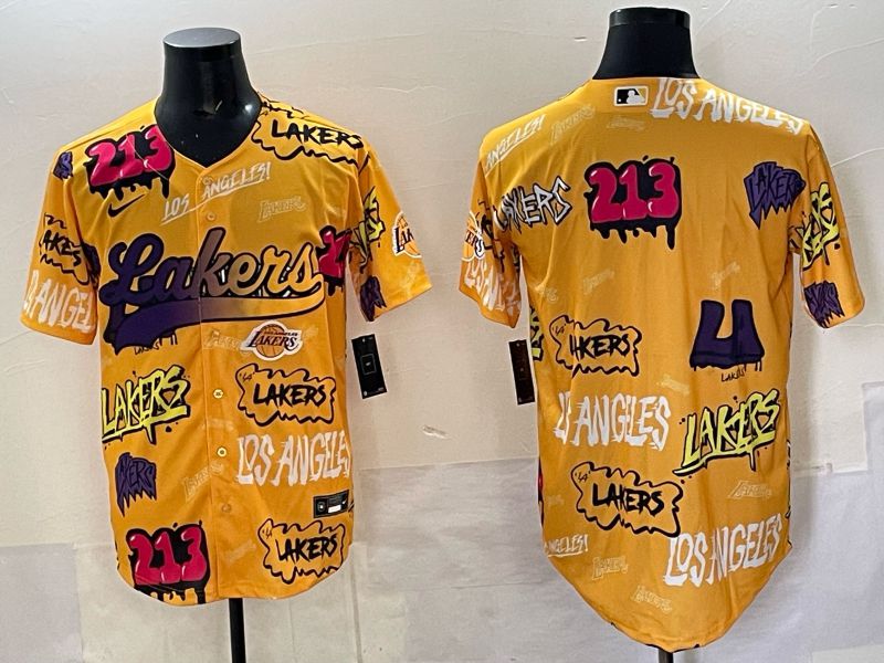 Men 2025 Los Angeles Lakers Blank Yellow NBA Nike jersey 03